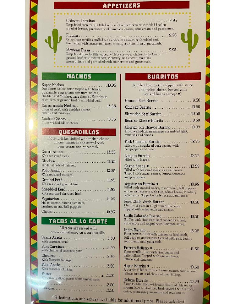 Los Guerreros Mexican Restaurant Menu image 3